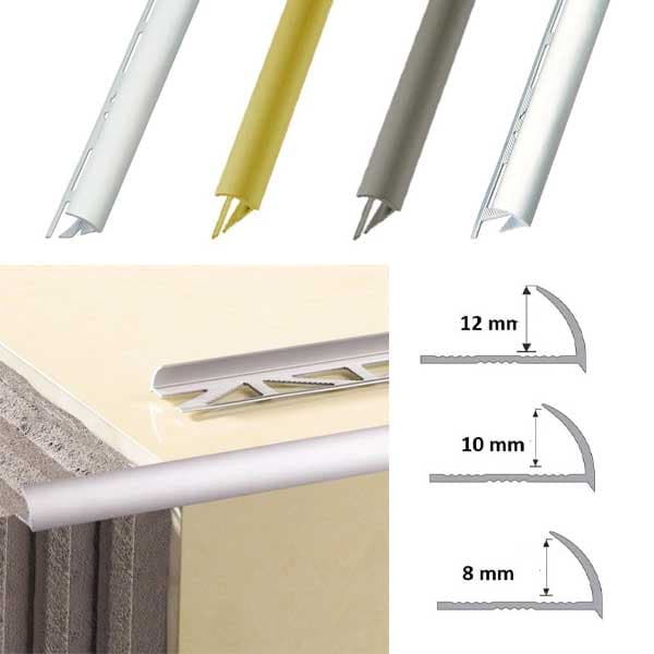 2.5m Round Edge Aluminium Tile Trim Premium Finish for Stunning Finish