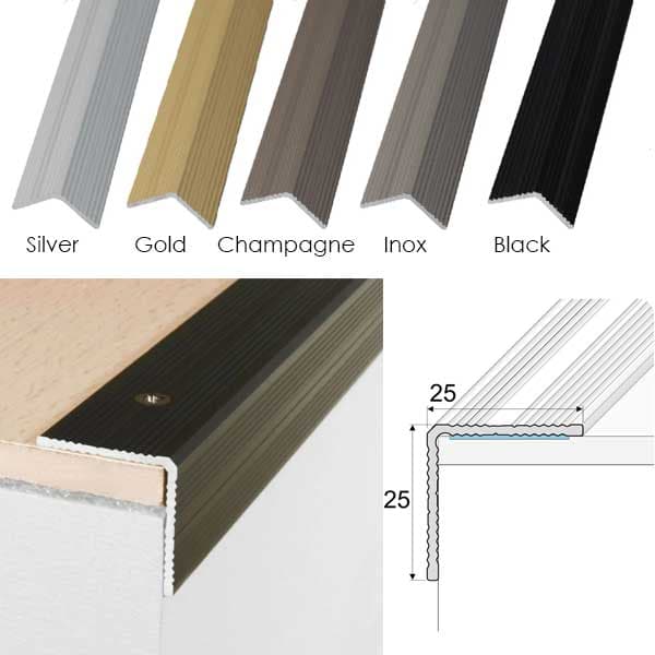 Aluminium Stair Nosing for Wooden Stair Treads Non-Slip Edge Trim