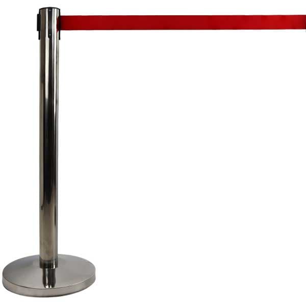 Steel Queue Barrier Post Retractable Belt Crowd Control Stanchion