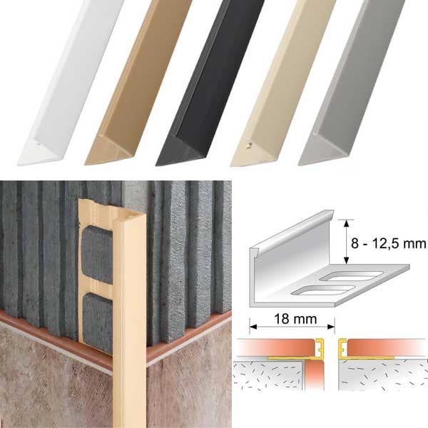PVC L Shaped Straight Edge Tile Trim Clean, Protective Finish