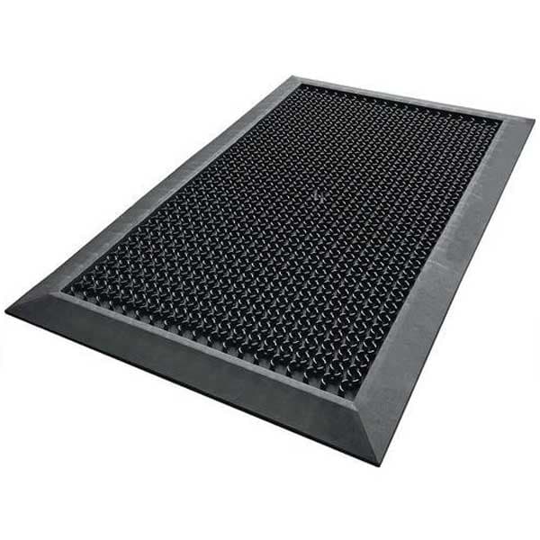 Black PVC Loose Lay Floor Mat with Ramped Edges Anti Slip Safety Mat