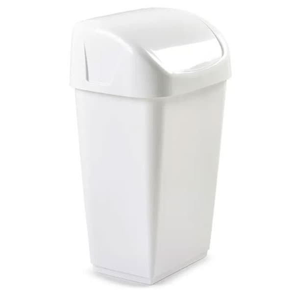 Durable Plastic Swing Bin with Hygienic Easy Push Swing Lid Design