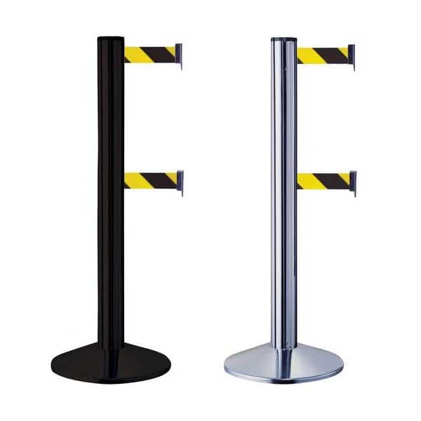Double Belt Barrier Queue Control Post for Crowd Management Safety