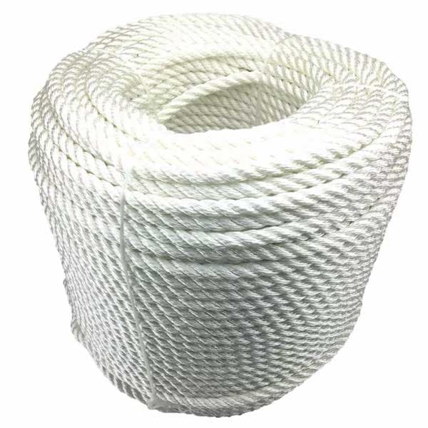 White Nylon 3 Strand Rope Strong Mooring & Anchor Line for Boats