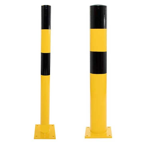 Black and Yellow Steel Bollard Post for Traffic Control and Security